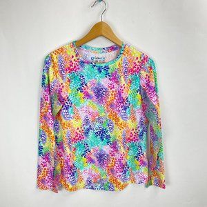 IBKUL Camille Long Sleeve Crew Neck Multicolor Top